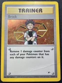 Pokemon Trainer Brock Holo Rare 15/132 Gym Heroes HP / DMG (Semi Swirls) - Image 1