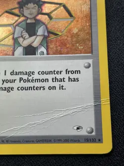 Pokemon Trainer Brock Holo Rare 15/132 Gym Heroes HP / DMG (Semi Swirls) - Image 4