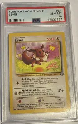 1999 Pokemon Jungle Eevee #51 PSA 10 GEM MINT - Image 1