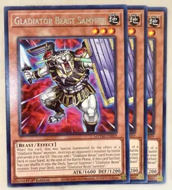 Yugioh! 3x Gladiator Beast Samnite MZTM-EN069 Rare 1st Ed NM - Image 1
