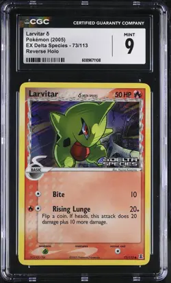 CGC 9 MINT Larvitar δ EX Delta Species 73/113 Reverse Holo Stamped Pokemon Card - Image 1