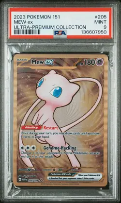 2023 Pokemon Mew ex Full Art 151 UPC Gold Metal Promo Card 205/165 PSA 9 - Image 1