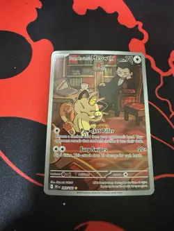 Pokemon TCG Team Rockets Meowth Illustration Rare Card 203/182 Destined Rivals - Image 1