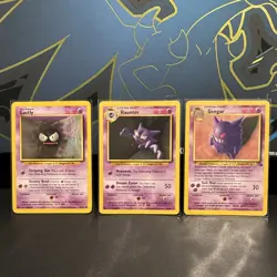Pokemon TCG Base Set 1999 Gastly Haunter Gengar Card Lot (3 Cards) - Image 1