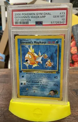 2000 POKEMON GYM CHALLENGE 1ST Edition GIOVANNI'S MAGIKARP PSA 10 Card #73 VTG - Image 1