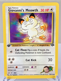 Giovanni's Meowth 74/132 Gym Challenge Pokemon Cards 1st Edition - Near Mint - Image 1