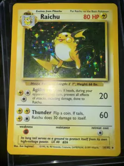 Pokemon TCG Base Set Raichu Holo Card 14/102 Unlimited Holo Rare - Image 3