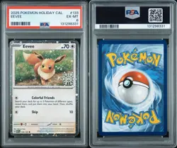 2025 Holiday Calendar Pokemon Eevee 133 Psa 6 Promo Holo Snowflake Basic - Image 1