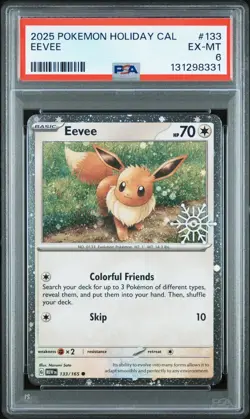 2025 Holiday Calendar Pokemon Eevee 133 Psa 6 Promo Holo Snowflake Basic - Image 2