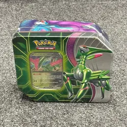 Pokemon TCG Paradox Clash Tin Iron Leaves ex with 5 Booster Packs, Dented - Image 1