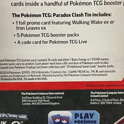 Pokemon TCG Paradox Clash Tin Iron Leaves ex with 5 Booster Packs, Dented - Image 3