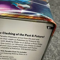 Pokemon TCG Paradox Clash Tin Iron Leaves ex with 5 Booster Packs, Dented - Image 5