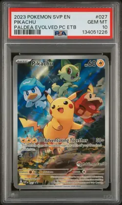 PSA 10 Pikachu 2023 Pokemon Paldea Evolved Pokemon Center PC ETB PROMO SVP #027 - Image 2