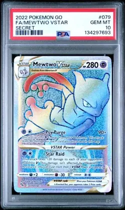 2022 POKEMON GO SECRET #079 FULL ART/MEWTWO VSTAR PSA 10 - Image 1