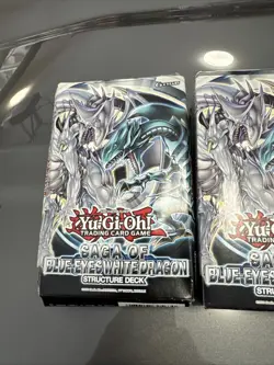 YuGiOh x3 Structure Deck: Saga of Blue-Eyes White Dragon Unlimited NEW Set Seal - Image 2