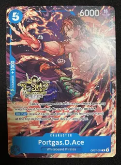 Monkey D. Luffy Ace Sabo RARE 3RD ANNIVERSARY COMPLETE SET ALT ART ONE PIECE NM - Image 3