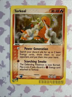 Pokemon Card Torkoal 12/97 EX Dragon E Series Holo Swirl Rare Near Mint - Image 1