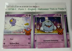 Pokemon Card - Greavard / Drifloon Error Miscut NFC Trick or Trade - Image 1
