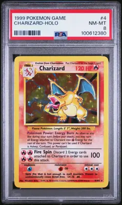 PSA 8 Charizard Base Set Holo Rare Pokemon Card #4 Nm-Mt Look - Image 1