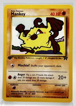 Mankey First 1st Edition 61/82 Pokemon Card 2000 Team Rocket LP - Image 1