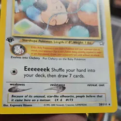 Pokemon Neo Genesis Cleffa Rare 1st Edition Card 20/111 English 2000 Regular - Image 2