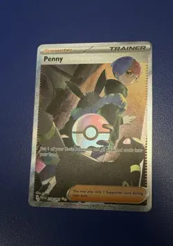 Pokemon TCG Penny Paldean Fates Trainer Holo Card 239/091 Illustration Rare - Image 1