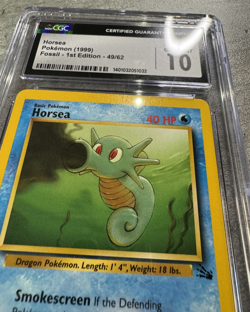 Pokemon Card 1st Edition Horsea CGC 10 Gem Mint, Fossil 49/62, WOTC 1999 (1) - Image 5