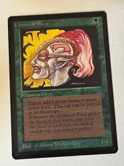 Magic the Gathering MTG Beta Llanowar Elves NM (Beta Bob) - Image 1