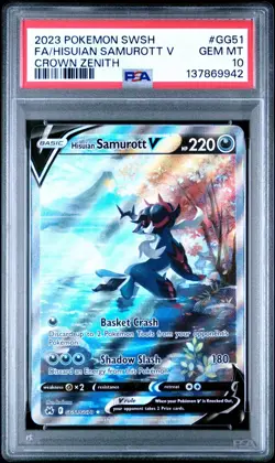 PSA 10 Hisuian Samurott V #GG51/GG70 Pokemon Crown Zenith: Galarian Gallery 2023 - Image 1