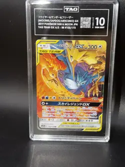 Pokemon TCG - Moltres & Zapdos & Articuno GX 102/173 RR - TAG Gem Mint 10 - Image 1