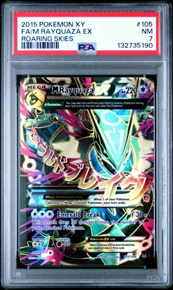 2015 POKEMON XY ROARING SKIES #105 FULL ART/M RAYQUAZA EX PSA 7 - Image 1