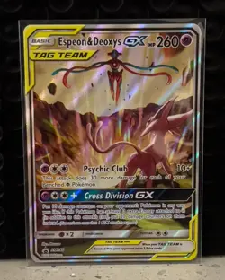 Espeon & Deoxys GX Tag Team SM240 Holo Pokemon TCG NM Condition - Image 2
