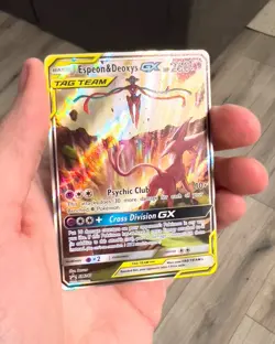 Espeon & Deoxys GX Tag Team SM240 Holo Pokemon TCG NM Condition - Image 4