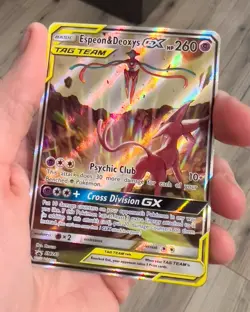 Espeon & Deoxys GX Tag Team SM240 Holo Pokemon TCG NM Condition - Image 5