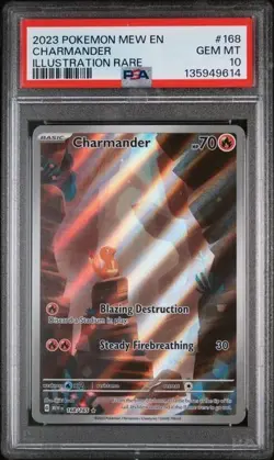2023 POKEMON MEW EN-151 ILLUSTRATION RARE #168 CHARMANDER PSA 10 - Image 1