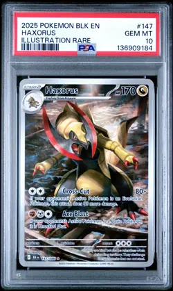2025 POKEMON BLK EN-BLACK BOLT 147 HAXORUS ILLUSTRATION RARE PSA 10 - Image 1