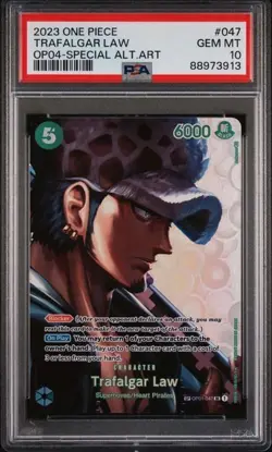One Piece Trafalgar Law SP OP01-047 PSA 10 English OP04 Kingdoms of Intrigue SR - Image 1