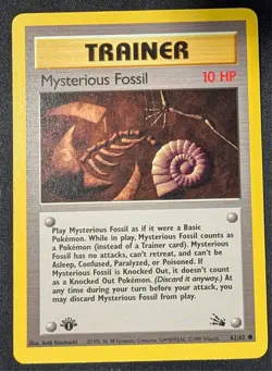 1st edition Mysterious Fossil 62/62 Fossil Set Rare Vintage Pokemon Card WOTC - Image 1