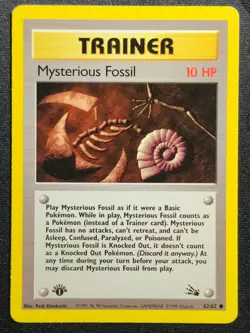 Mysterious Fossil 62/62 1st edition 1999 Fossil Pokemon Card WOTC Vintage - Image 1