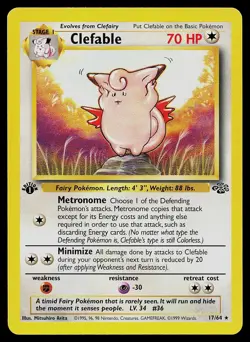 Pokemon Card - Clefable Jungle 17/64 Rare 1st Edition - Image 1