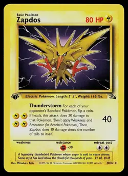 Pokemon Card - Zapdos Fossil 30/62 Rare 1st Edition - Image 1