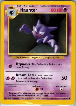 Haunter 29/102 Non Holo Base Set - Pokemon Card - LP - Image 1