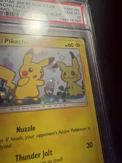 Pikachu SM162 Holo Black Star Promo Card Sun & Moon Holo Swirl PSA 10 New Cert - Image 2