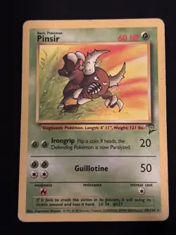 Pokemon TCG Pinsir Base Set 2 Unlimited Rare MP Card 29/130 - Image 1
