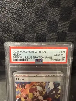 2025 Pokemon Hilda SIR #171 White Flare PSA 10 Gem Mint TCG Card - Image 3