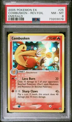 Pokemon Emerald PSA 8 NM-MT Combusken 25/106 EX Reverse Holofoil 2005 - Image 1