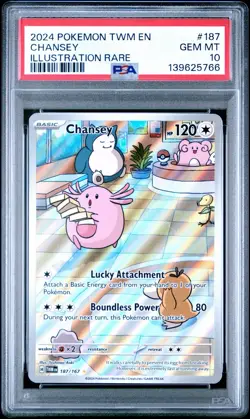 Pokemon TCG Chansey Illustration Twilight Masquerade Card 187/167 PSA 10 Gem MT - Image 1