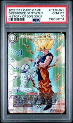 2022 DBS CARD GAME HISTORY OF SON GOKU #BT14-029 DIFFERENCE OF STATUS PSA 10 - Image 4