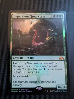 MTG Foil Impervious Greatwurm Magic the Gathering Promo Card - Image 1