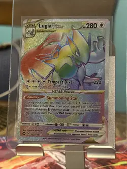 Pokemon TCG Lugia VSTAR Rainbow Secret Rare Holo Card Silver Tempest 202/195 NM - Image 1